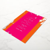 Magenta Roze Sinaasappel Goud Grain Elegant Folie Uitnodiging (Gedraaid)