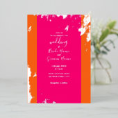 Magenta Roze Sinaasappel Goud Grain Elegant Folie Uitnodiging (Staand Voorkant)