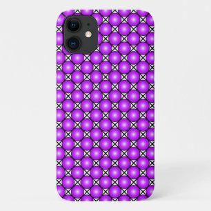 Magenta roze Stippen Black White Lattice Patroon iPhone 11 Hoesje