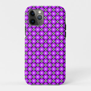 Magenta roze Stippen Black White Lattice Patroon iPhone 11 Pro Hoesje