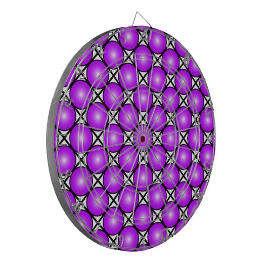 Magenta roze Stippen Black White Lattice Patroon Dartbord (Voorkant Links)