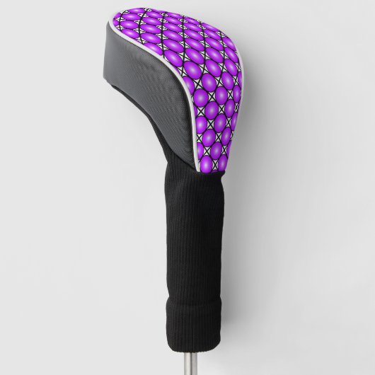 Magenta roze Stippen Black White Lattice Patroon Golfheadcover (Schuin)