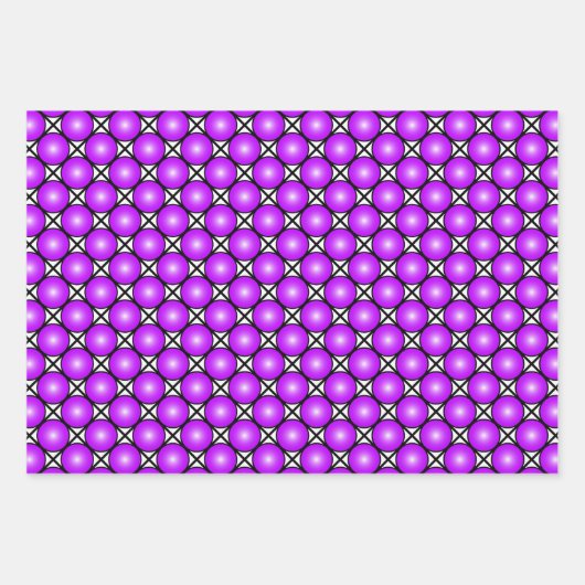 Magenta roze Stippen Black White Lattice Patroon Inpakpapier Vel (Voorkant)