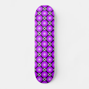 Magenta roze Stippen Black White Lattice Patroon Skateboard