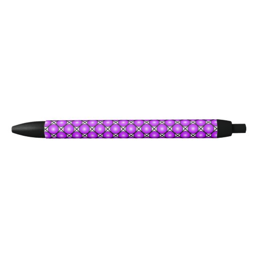 Magenta roze Stippen Black White Lattice Patroon Zwarte Inkt Pen (Voorkant)