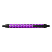 Magenta roze Stippen Black White Lattice Patroon Zwarte Inkt Pen (Achterkant)
