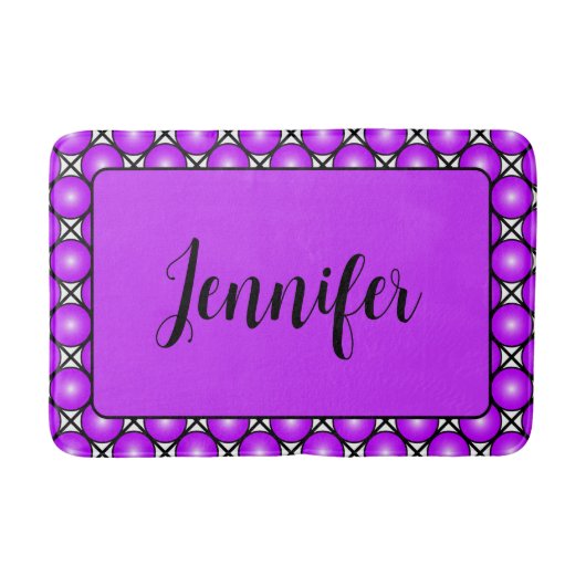 Magenta roze Stippen Black White Lattice Pattern N Badmat (Voorkant)