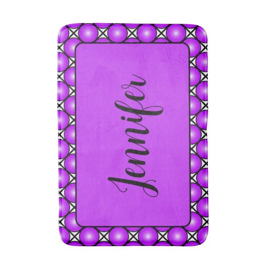 Magenta roze Stippen Black White Lattice Pattern N Badmat (Voorkant Verticaal)