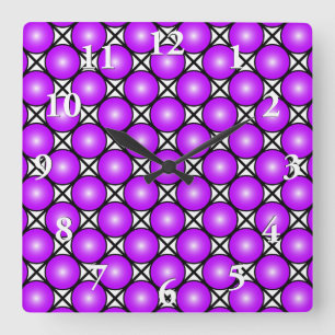 Magenta roze Stippen Black White Lattice Pattern Vierkante Klok