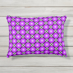 Magenta Roze Stippen Zwart Wit Lattice Patroon Buitenkussen
