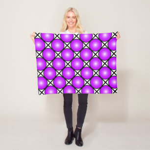 Magenta Roze Stippen Zwart Wit Lattice Patroon Fleece Deken