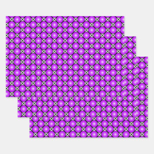 Magenta Roze Stippen Zwart Wit Lattice Patroon Inpakpapier Vel