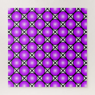 Magenta Roze Stippen Zwart Wit Lattice Patroon Legpuzzel