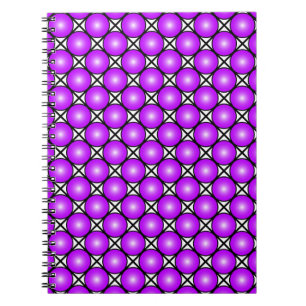 Magenta Roze Stippen Zwart Wit Lattice Patroon Notitieboek