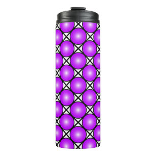 Magenta Roze Stippen Zwart Wit Lattice Patroon Thermosbeker