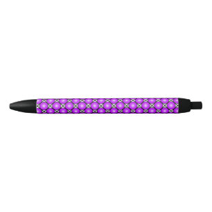 Magenta Roze Stippen Zwart Wit Rooster Patroon Zwarte Inkt Pen