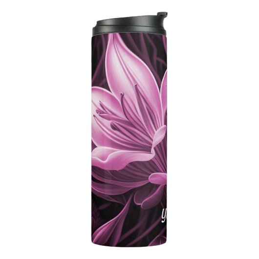 Magenta roze thermisch thermisch getumbler thermosbeker (Gedraaid links)