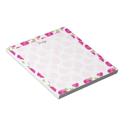 Magenta roze Waterverf Pansies Notitieblok (Schuin)