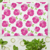 Magenta roze Waterverf Pansies Theedoek (Gevouwen)