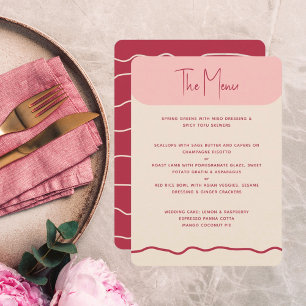 Magenta roze weduwenmenu met modern, koud Lijst Menu