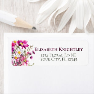 Magenta Roze Wilde Bloemen Kleurrijke Tuinbloemen Etiket