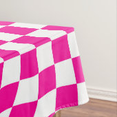 Magenta Roze & Wit Warped Chic Checkered Pattern Tafelkleed (Voorbeeld)