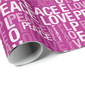 Magenta Roze Witte Vrede Liefde Cadeaupapier (Rol Hoek)