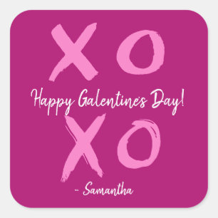 Magenta Roze XOXO - Gelukkige Galentine's Day Scha Vierkante Sticker