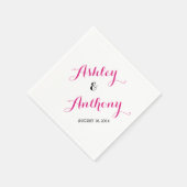 Magenta Roze Zwarte Bruid Bruidegom Datum Trouwser Servetten (Hoek)