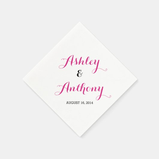 Magenta Roze Zwarte Bruid Bruidegom Datum Trouwser Servetten (Hoek)