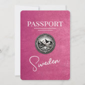 Magenta Roze Zweden Paspoort Bewaar de datum Save The Date (Voorkant)