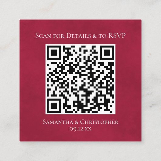 Magenta Rozen Bruiloftsdetails & RSVP QR-code Informatiekaartje (Achterkant)