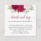 Magenta Rozen Bruiloftsdetails & RSVP QR-code Informatiekaartje (Voorkant)