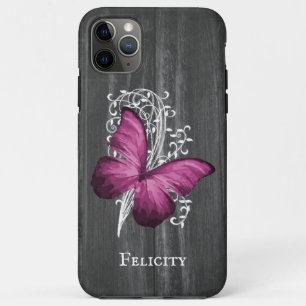 Magenta Rustic Butterfly - Aangepast iPhone 11 Pro Max Hoesje