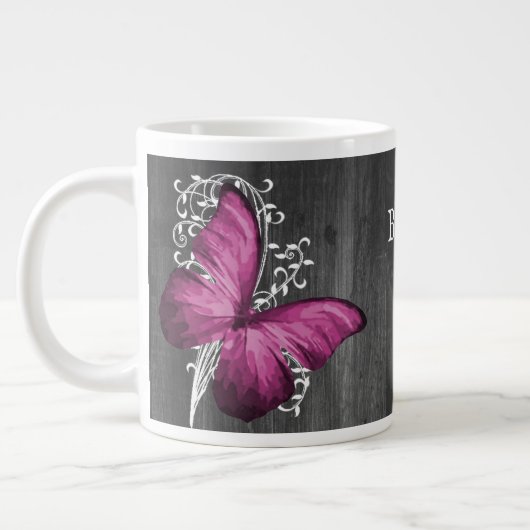 Magenta Rustic Butterfly - Aangepast Extra Grote Beker (Links)