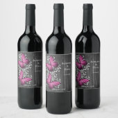 Magenta Rustic Butterfly Mariage Étiquette de vin (Bouteilles)