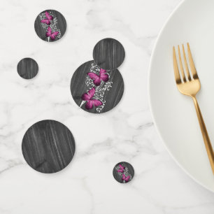 Magenta Rustic Butterfly Mariage Table Confetti