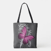 Magenta Rustic Butterfly Personalized Canvas tas (Achterkant)