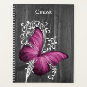 Magenta Rustic Butterfly Personalized Planner (Voorkant)