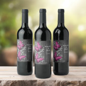 Magenta Rustic Butterfly Wine Label Wijn Etiket