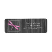 Magenta Rustic Dragonfly Return Address Label (Voorkant)
