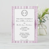 Magenta Rustic Faire-part de mariage Monogramme (Debout devant)