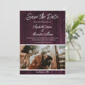 Magenta Rustic Foto Save The Date (Staand voorkant)