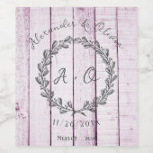 Magenta Rustic Monogram Mariage Étiquette de vin (Étiquettes simples)