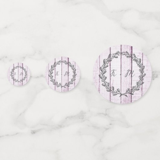 Magenta Rustic Monogramme Mariage Confetti (Devant)