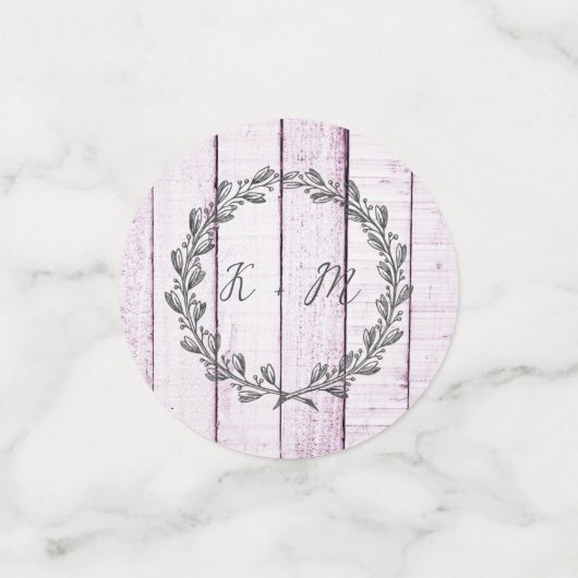 Magenta Rustic Monogramme Mariage Confetti (Petit recto)