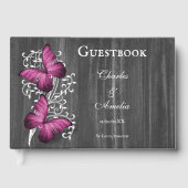 Magenta Rustic Papillon Mariage livre d'or (Recto)