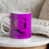 Magenta rustique aquarelle monogramme Mug