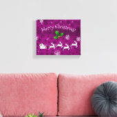 Magenta Santa's Sleigh and Reindeer Canvas afdrukk (Insitu (Woonkamer))