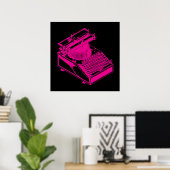 Magenta-schrijfmachine Poster (Thuiskantoor)